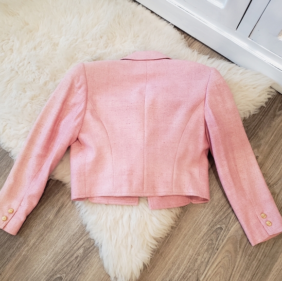 Vintage Pink Tweed Cropped Jacket by Carlisle - Picture 4 of 12